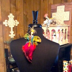 Pretty Vintage Holiday Decor Angel with Feathers & Wings